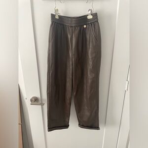 Brown Faux Leather Jogger Pants